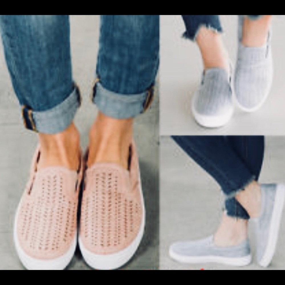 Mauve Suede Slip In Loafers